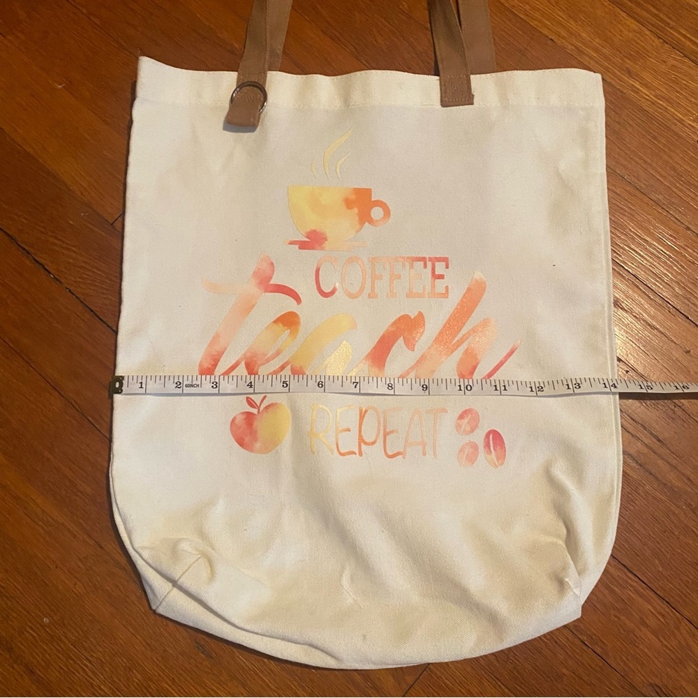 Teacher Tote Bag ‘Coffee, Teach, Repeat’ - Picture 5 of 6